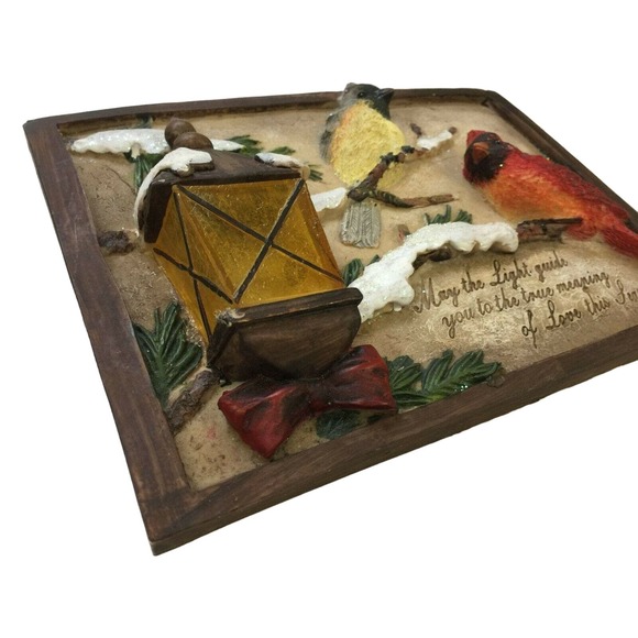 Christmas 3D Wall Plaque Winter Season Inspirational Bullfinch Streetlight Snow - Picture 8 of 10